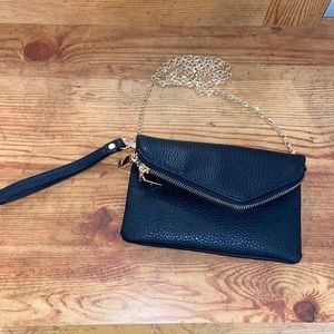 Black leather over the shoulder purse